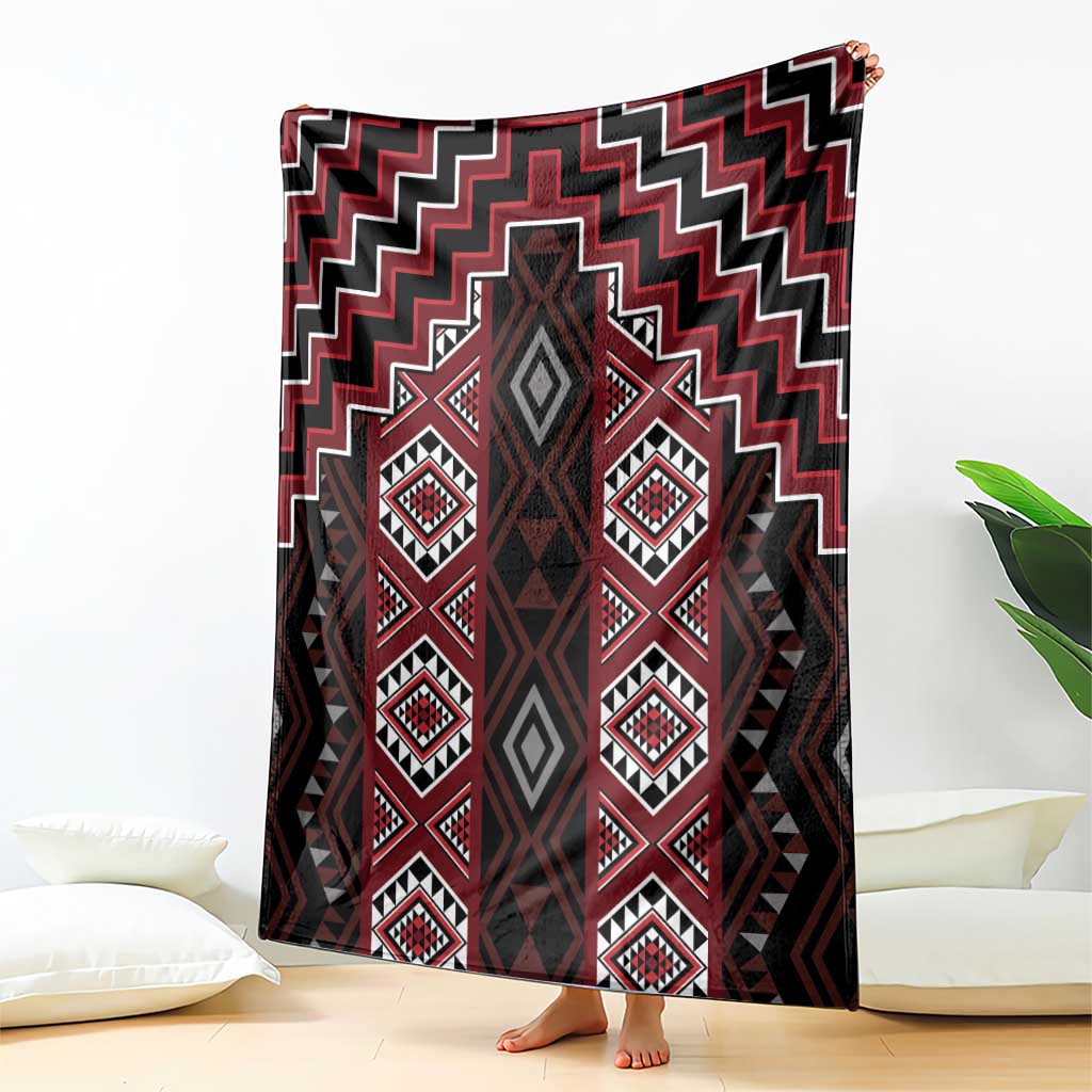 New Zealand Aotearoa Blanket Red Poutama With Taniko Pattern LT05