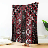 New Zealand Aotearoa Blanket Red Poutama With Taniko Pattern LT05