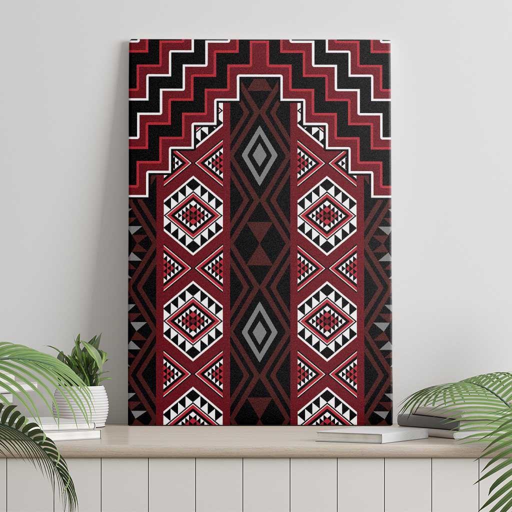 New Zealand Aotearoa Canvas Wall Art Red Poutama With Taniko Pattern LT05