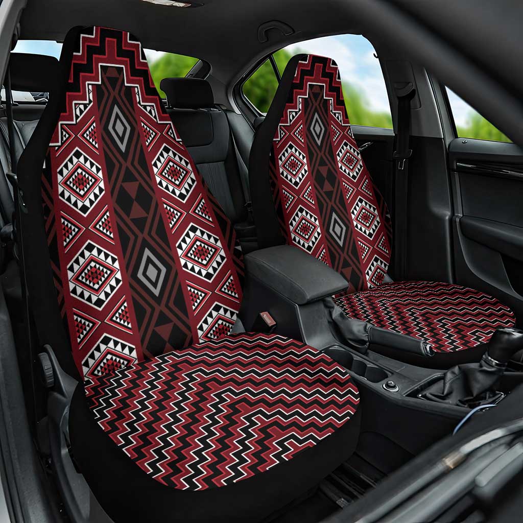 New Zealand Aotearoa Car Seat Cover Red Poutama With Taniko Pattern LT05