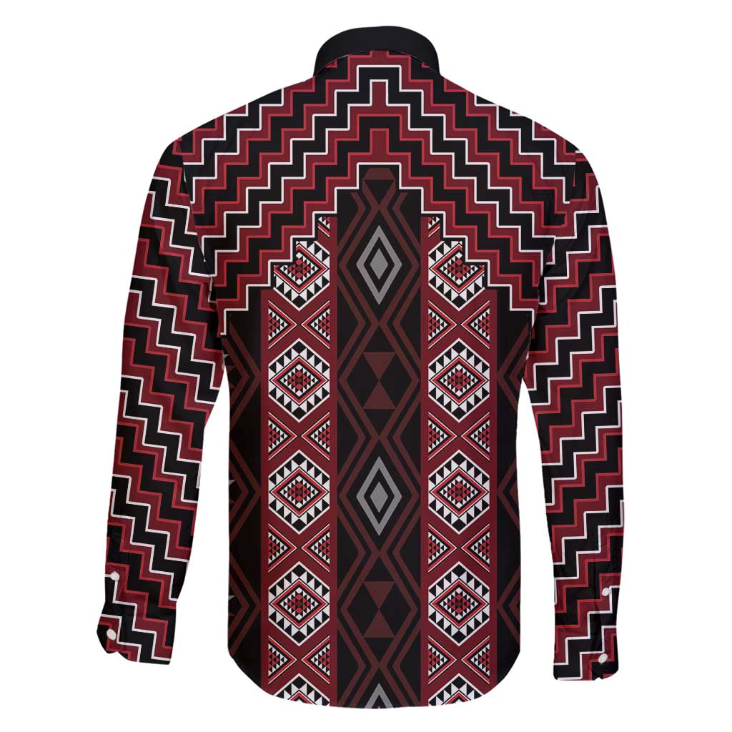 New Zealand Aotearoa Family Matching Off Shoulder Maxi Dress and Hawaiian Shirt Red Poutama With Taniko Pattern LT05