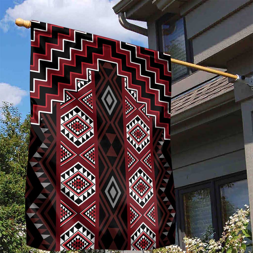 New Zealand Aotearoa Garden Flag Red Poutama With Taniko Pattern LT05