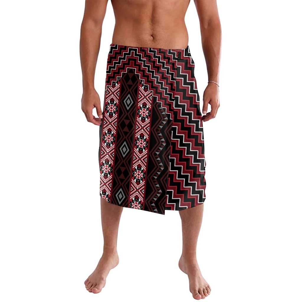 New Zealand Aotearoa Lavalava Red Poutama With Taniko Pattern