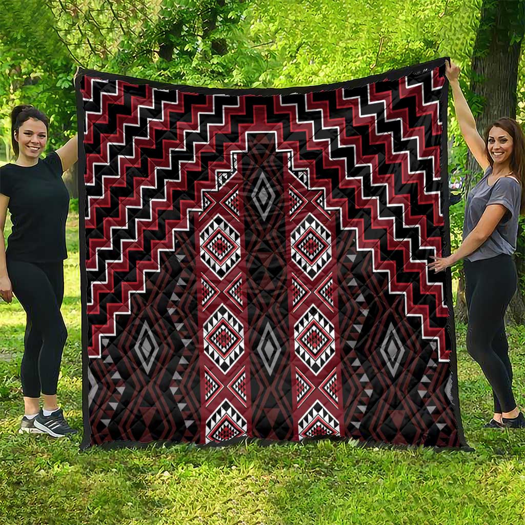 New Zealand Aotearoa Quilt Red Poutama With Taniko Pattern LT05 - Polynesian Pride