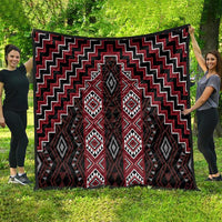 New Zealand Aotearoa Quilt Red Poutama With Taniko Pattern LT05 - Polynesian Pride
