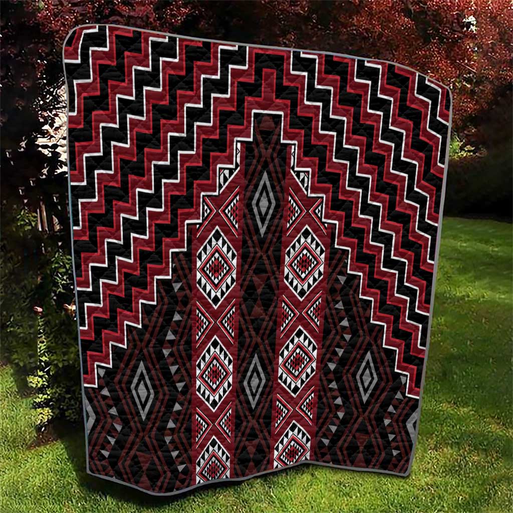 New Zealand Aotearoa Quilt Red Poutama With Taniko Pattern LT05 - Polynesian Pride