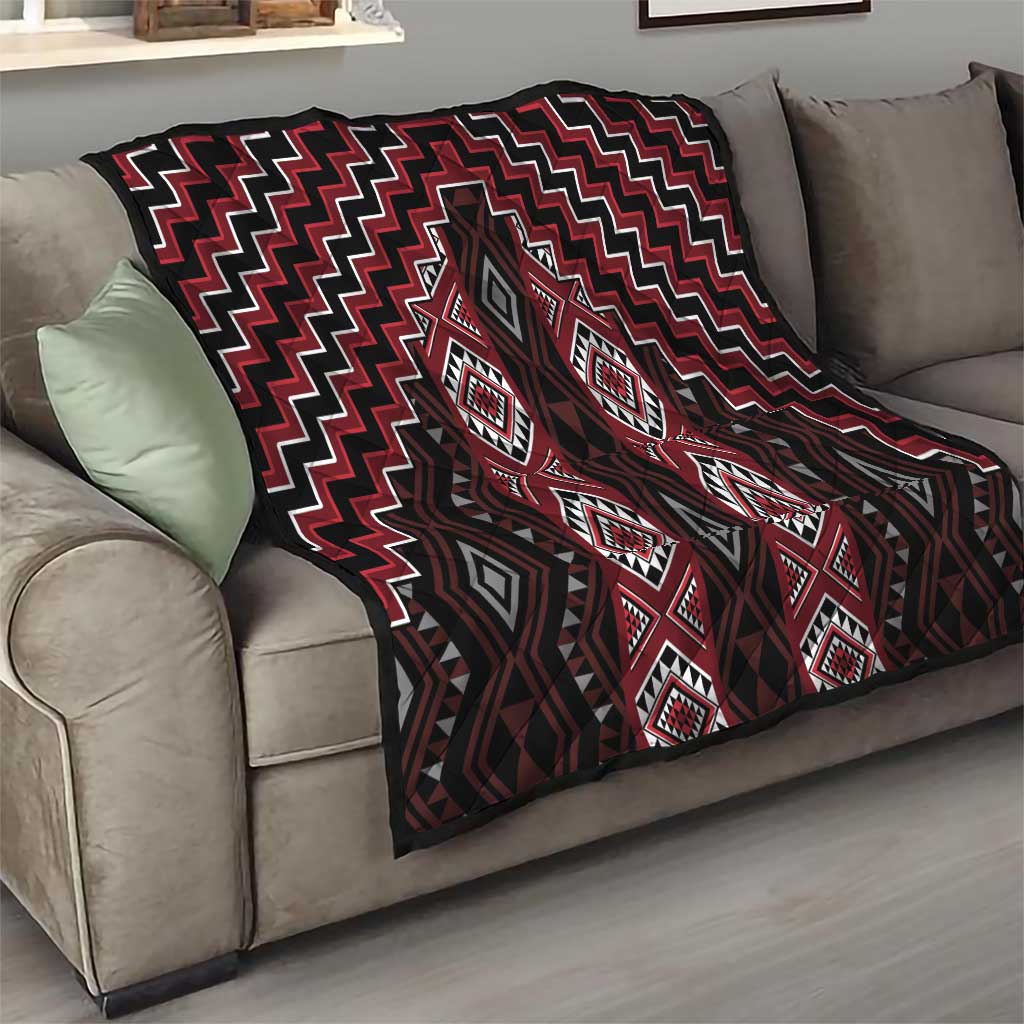 New Zealand Aotearoa Quilt Red Poutama With Taniko Pattern LT05 - Polynesian Pride