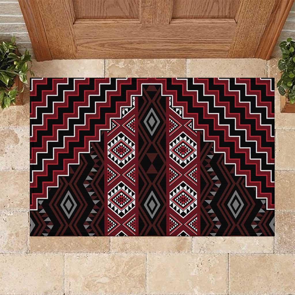 New Zealand Aotearoa Rubber Doormat Red Poutama With Taniko Pattern LT05