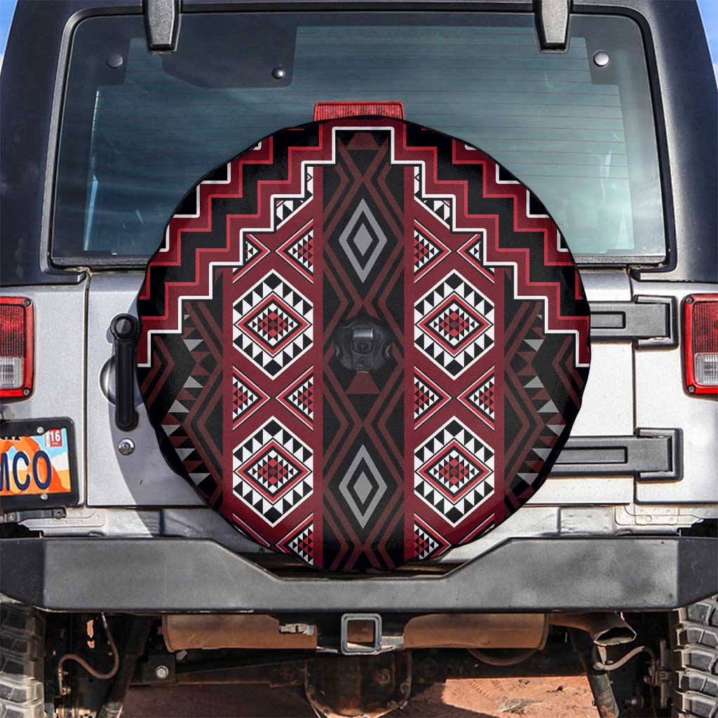 New Zealand Aotearoa Spare Tire Cover Red Poutama With Taniko Pattern LT05