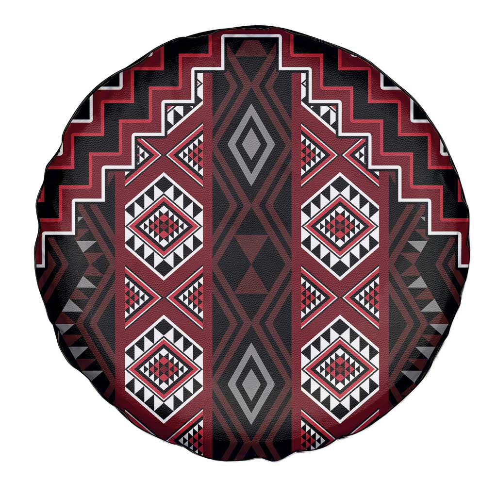New Zealand Aotearoa Spare Tire Cover Red Poutama With Taniko Pattern LT05