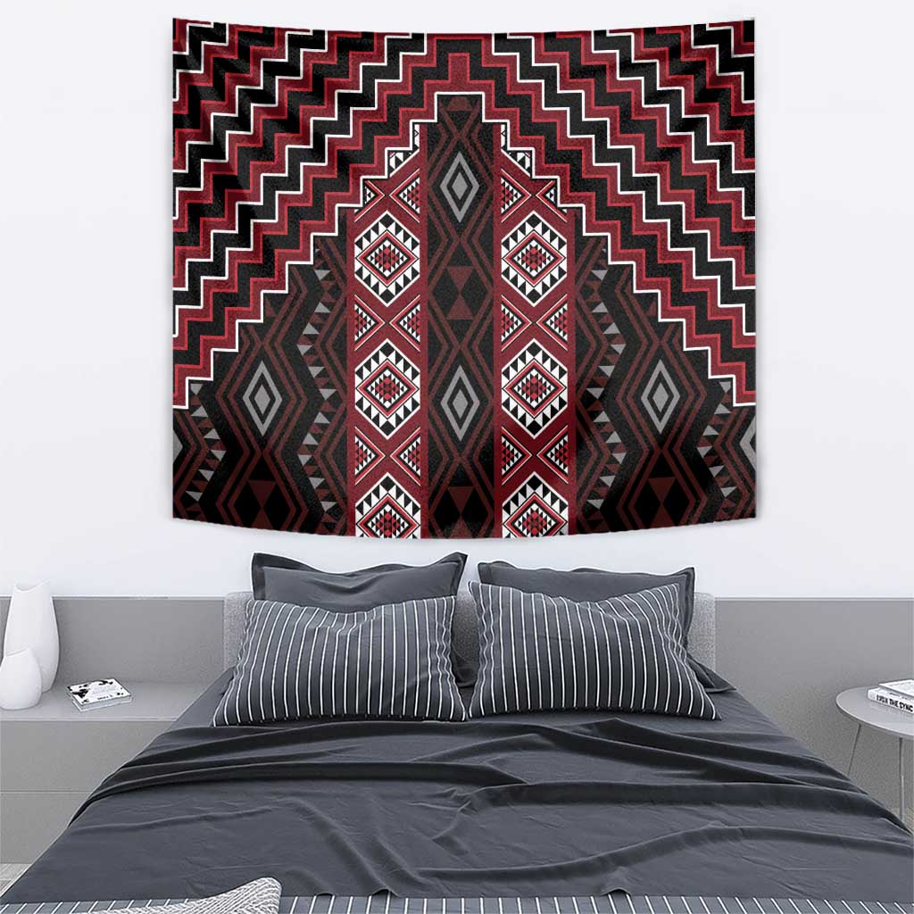 New Zealand Aotearoa Tapestry Red Poutama With Taniko Pattern LT05 - Polynesian Pride