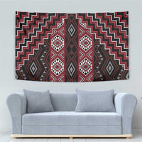 New Zealand Aotearoa Tapestry Red Poutama With Taniko Pattern LT05 - Polynesian Pride