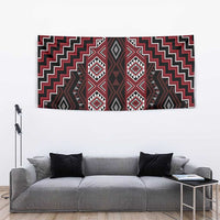 New Zealand Aotearoa Tapestry Red Poutama With Taniko Pattern LT05 - Polynesian Pride