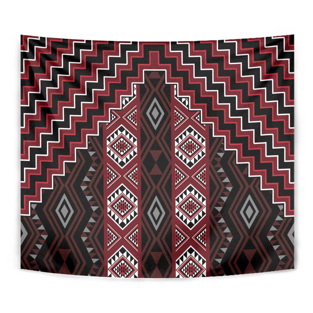 New Zealand Aotearoa Tapestry Red Poutama With Taniko Pattern LT05 - Polynesian Pride