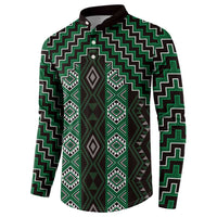 New Zealand Aotearoa Button Sweatshirt Green Poutama With Taniko Pattern LT05