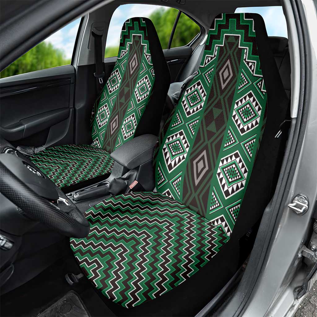New Zealand Aotearoa Car Seat Cover Green Poutama With Taniko Pattern LT05