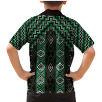 New Zealand Aotearoa Family Matching Mermaid Dress and Hawaiian Shirt Green Poutama With Taniko Pattern LT05 - Polynesian Pride