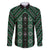 New Zealand Aotearoa Family Matching Off The Shoulder Long Sleeve Dress and Hawaiian Shirt Green Poutama With Taniko Pattern LT05