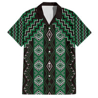 New Zealand Aotearoa Family Matching Off Shoulder Maxi Dress and Hawaiian Shirt Green Poutama With Taniko Pattern LT05