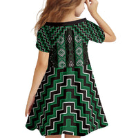 New Zealand Aotearoa Family Matching Summer Maxi Dress and Hawaiian Shirt Green Poutama With Taniko Pattern LT05 - Polynesian Pride