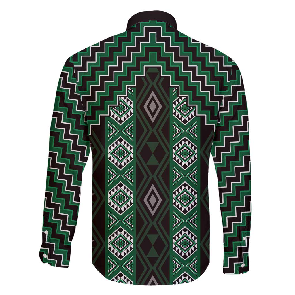 New Zealand Aotearoa Family Matching Summer Maxi Dress and Hawaiian Shirt Green Poutama With Taniko Pattern LT05 - Polynesian Pride
