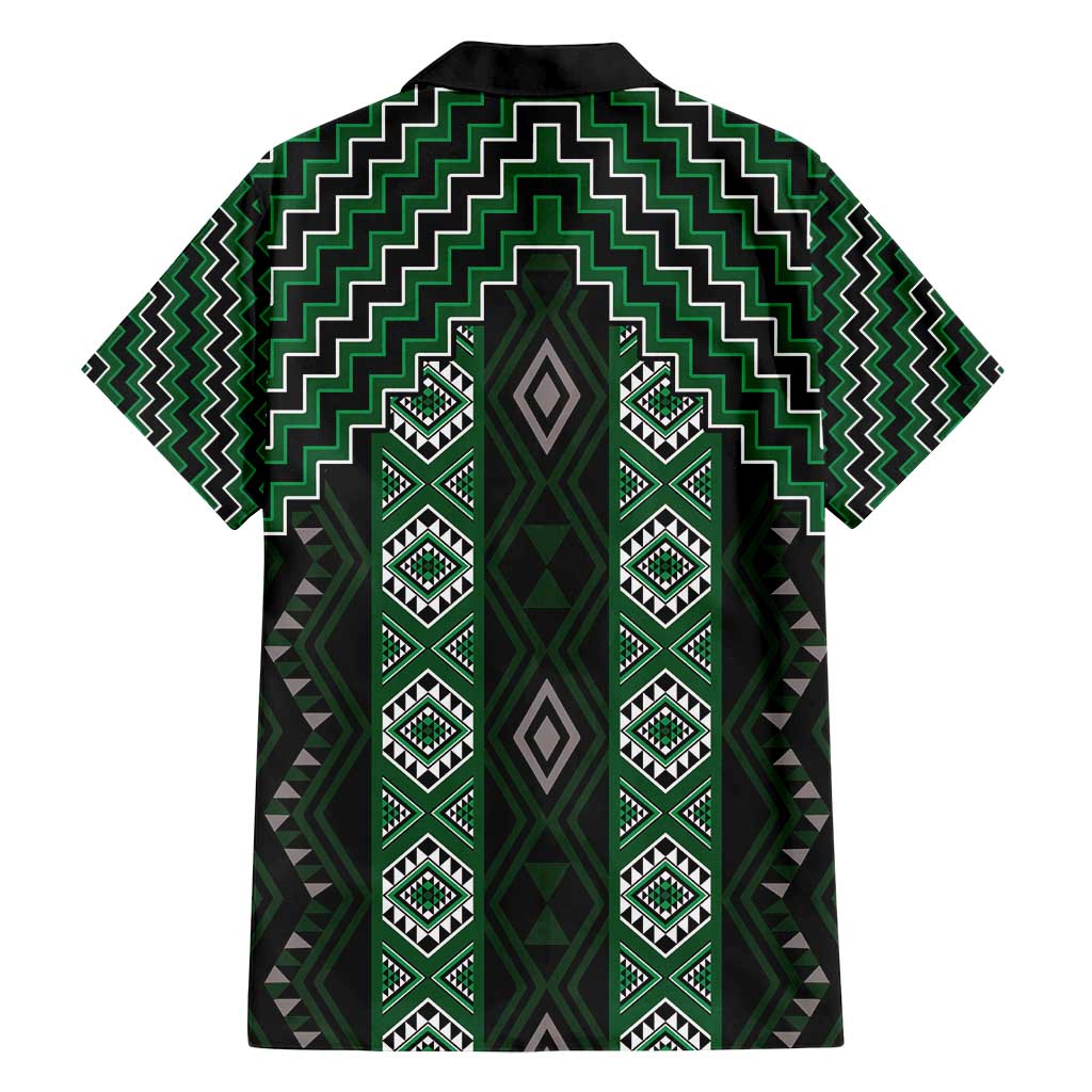 New Zealand Aotearoa Family Matching Tank Maxi Dress and Hawaiian Shirt Green Poutama With Taniko Pattern LT05 - Polynesian Pride