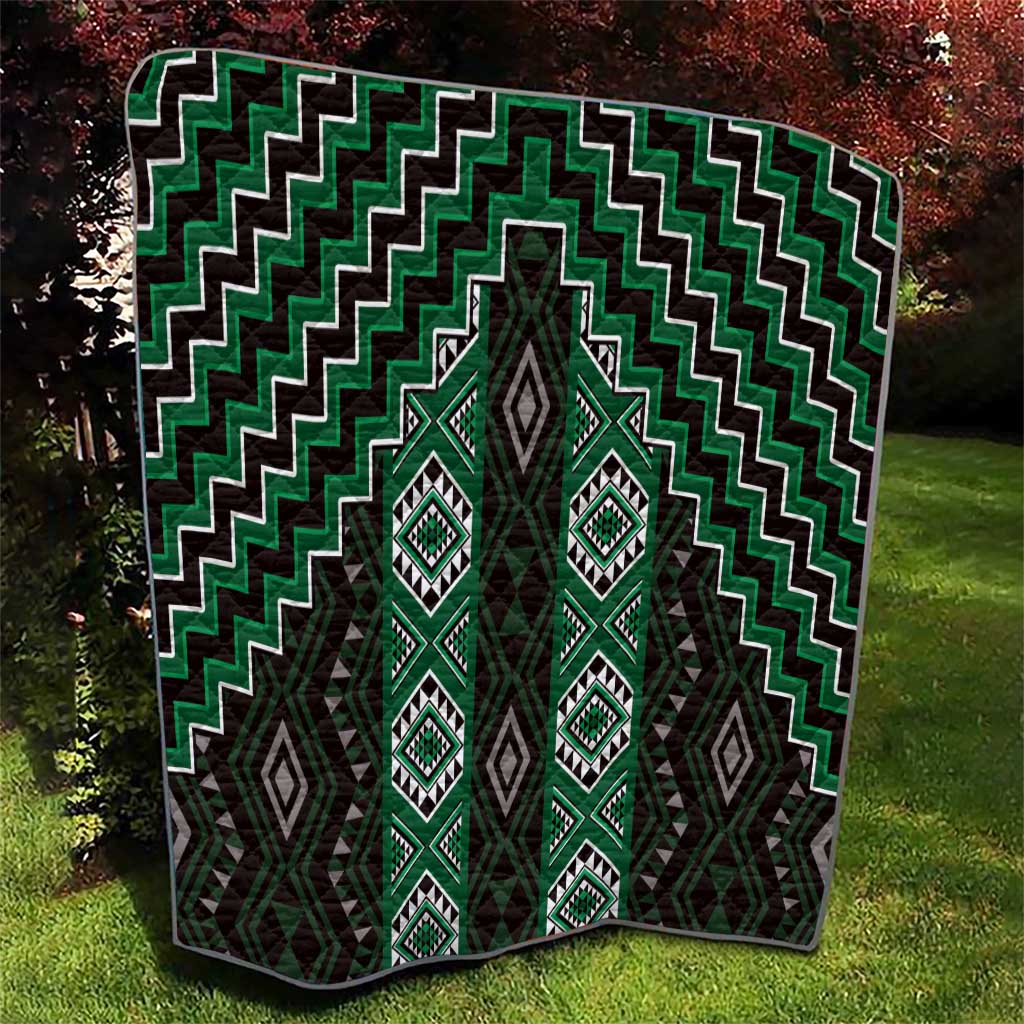 New Zealand Aotearoa Quilt Green Poutama With Taniko Pattern LT05 - Polynesian Pride