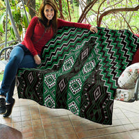 New Zealand Aotearoa Quilt Green Poutama With Taniko Pattern LT05 - Polynesian Pride