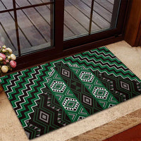 New Zealand Aotearoa Rubber Doormat Green Poutama With Taniko Pattern LT05