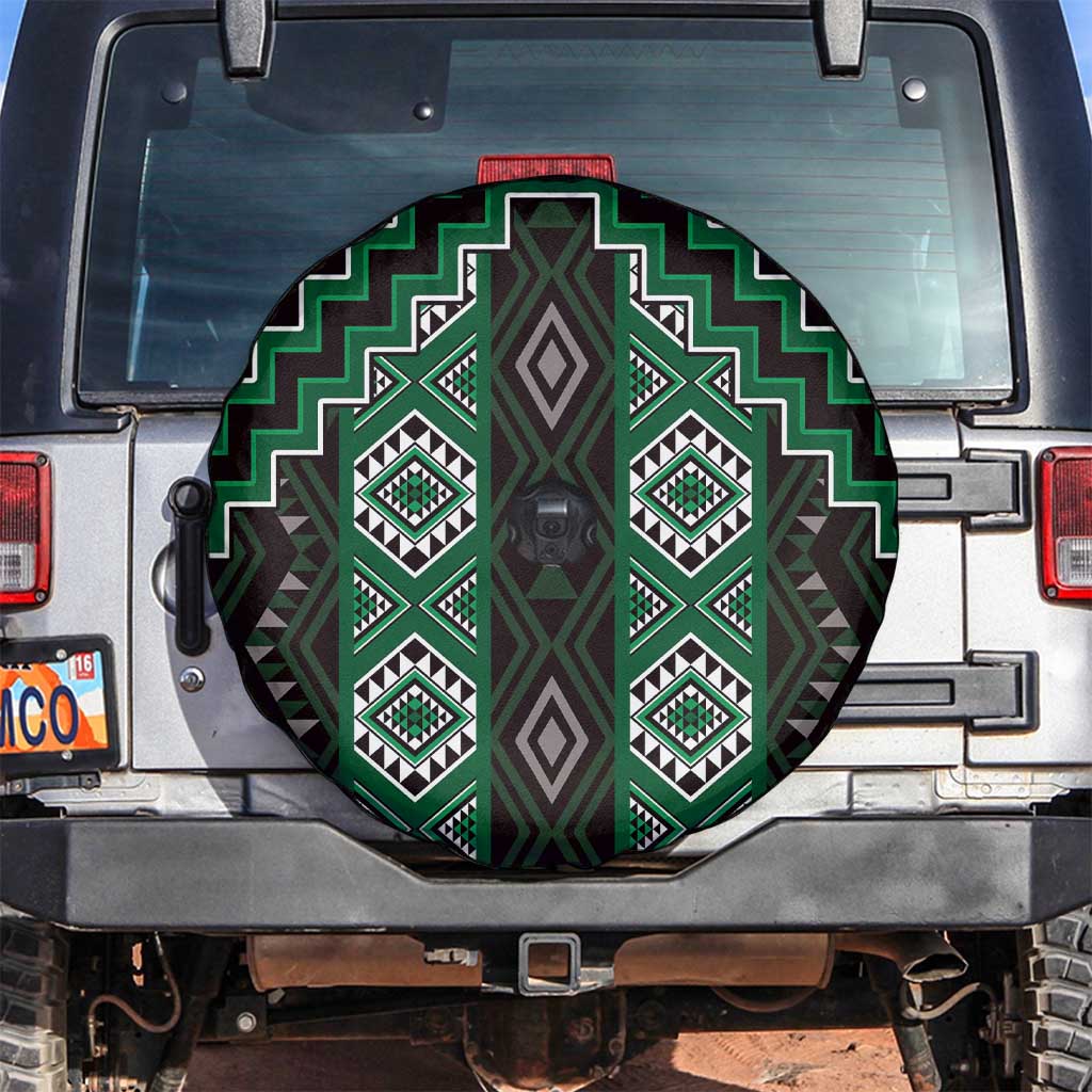 New Zealand Aotearoa Spare Tire Cover Green Poutama With Taniko Pattern LT05
