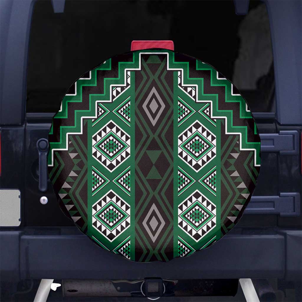 New Zealand Aotearoa Spare Tire Cover Green Poutama With Taniko Pattern LT05