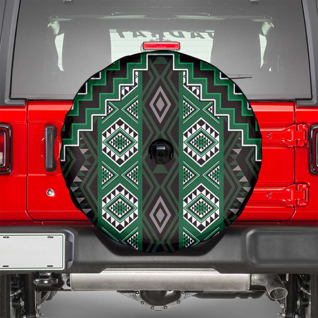New Zealand Aotearoa Spare Tire Cover Green Poutama With Taniko Pattern LT05
