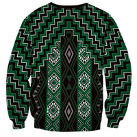 New Zealand Aotearoa Sweatshirt Green Poutama With Taniko Pattern LT05