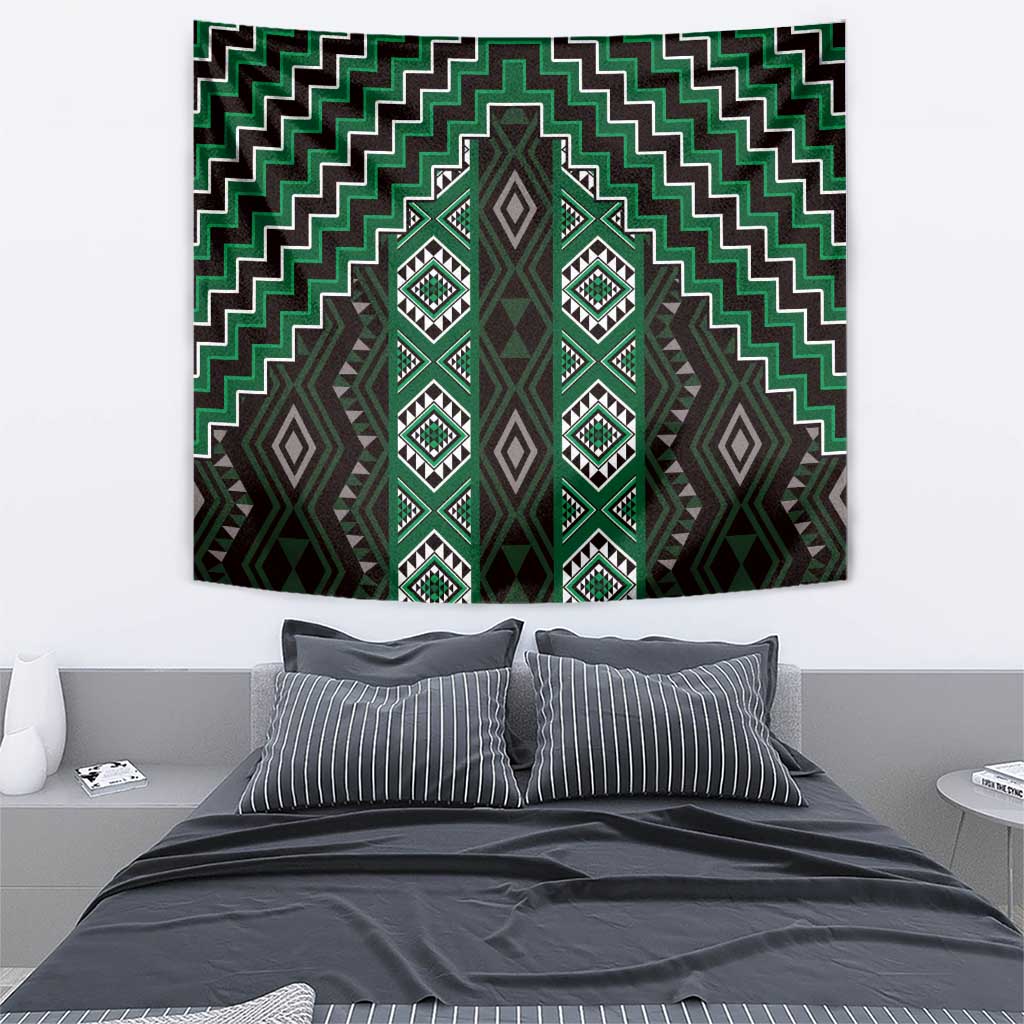 New Zealand Aotearoa Tapestry Green Poutama With Taniko Pattern LT05 - Polynesian Pride