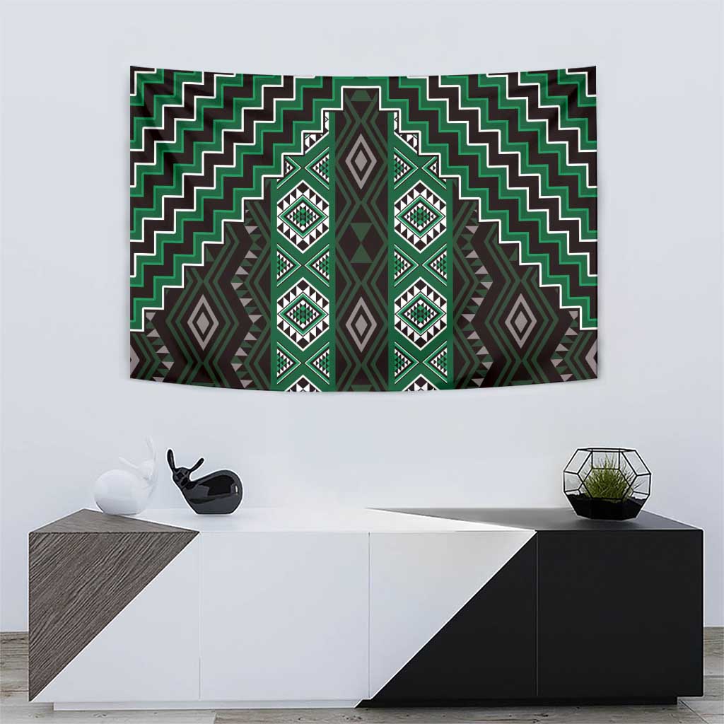 New Zealand Aotearoa Tapestry Green Poutama With Taniko Pattern LT05 - Polynesian Pride