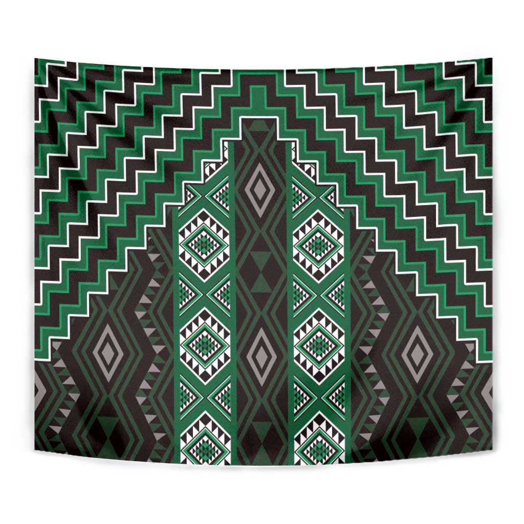 New Zealand Aotearoa Tapestry Green Poutama With Taniko Pattern LT05 - Polynesian Pride