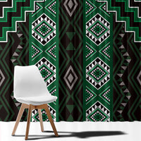 New Zealand Aotearoa Window Curtain Green Poutama With Taniko Pattern LT05
