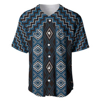 New Zealand Aotearoa Baseball Jersey Blue Poutama With Taniko Pattern LT05 Blue - Polynesian Pride