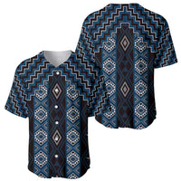 New Zealand Aotearoa Baseball Jersey Blue Poutama With Taniko Pattern LT05 - Polynesian Pride