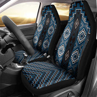 New Zealand Aotearoa Car Seat Cover Blue Poutama With Taniko Pattern LT05