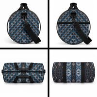 New Zealand Aotearoa Duffle Bag Blue Poutama With Taniko Pattern LT05 - Polynesian Pride