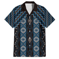 New Zealand Aotearoa Family Matching Summer Maxi Dress and Hawaiian Shirt Blue Poutama With Taniko Pattern LT05