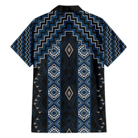 New Zealand Aotearoa Family Matching Tank Maxi Dress and Hawaiian Shirt Blue Poutama With Taniko Pattern LT05
