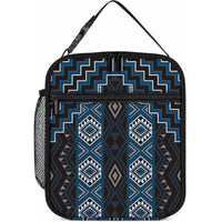 New Zealand Aotearoa Lunch Bag Blue Poutama With Taniko Pattern