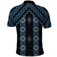 New Zealand Aotearoa Polo Shirt Blue Poutama With Taniko Pattern LT05