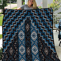 New Zealand Aotearoa Quilt Blue Poutama With Taniko Pattern LT05 Blue - Polynesian Pride