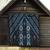 New Zealand Aotearoa Quilt Blue Poutama With Taniko Pattern LT05 - Polynesian Pride