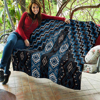 New Zealand Aotearoa Quilt Blue Poutama With Taniko Pattern LT05 - Polynesian Pride