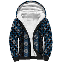 New Zealand Aotearoa Sherpa Hoodie Blue Poutama With Taniko Pattern LT05