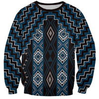 New Zealand Aotearoa Sweatshirt Blue Poutama With Taniko Pattern LT05